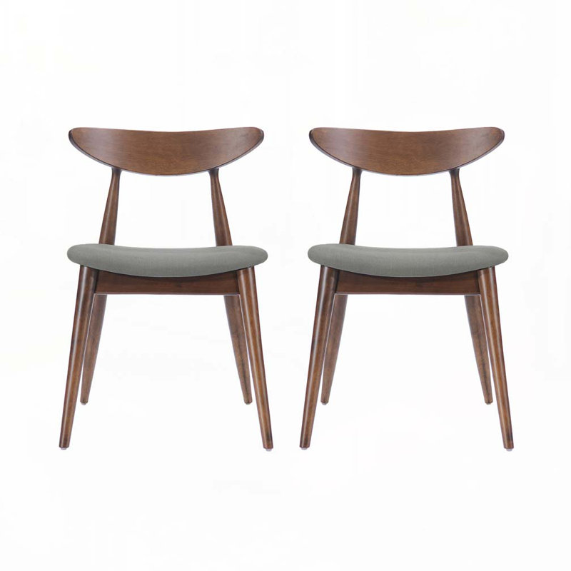 Drumnadrough 17.25'' H Upholstered Side Chair, Light Gray, Walnut