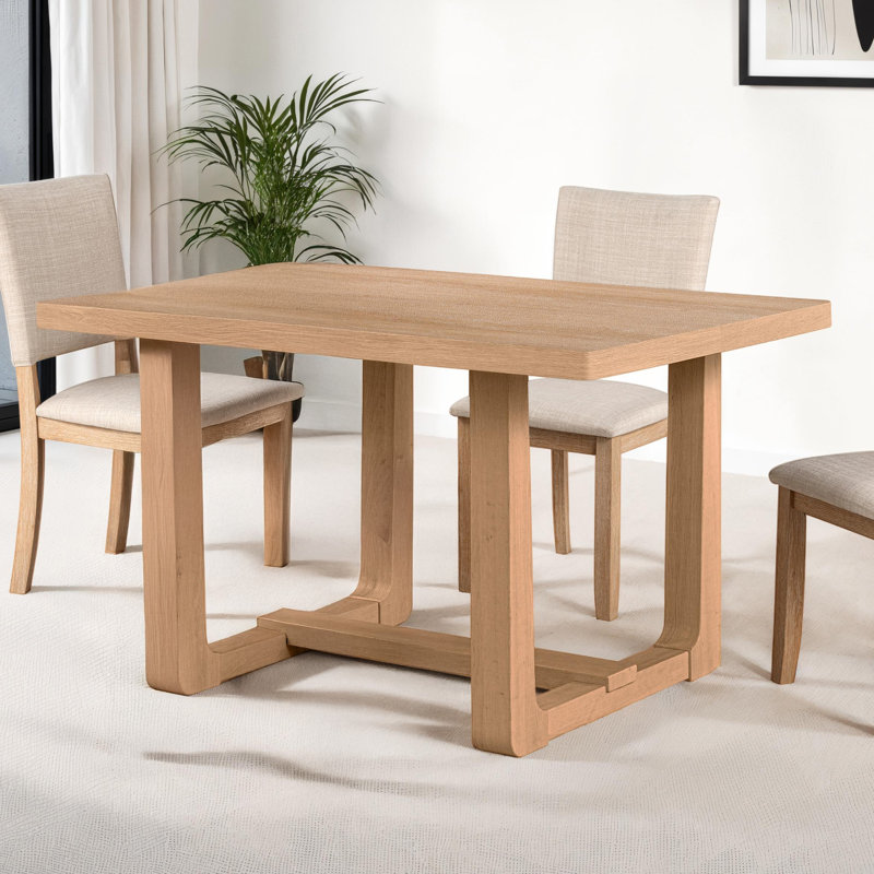 Dremon Trestle Dining Table, Natural Wood