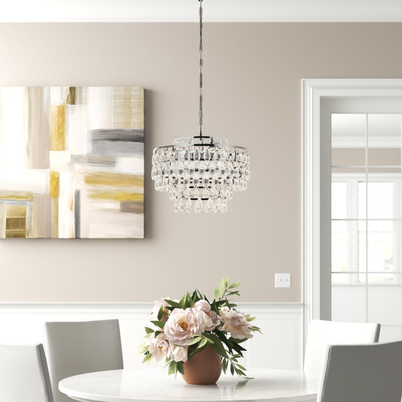 5-Light Dimmable Crystal Tiered Chandelier, Chrome, 72" H x 18" W x 18" D