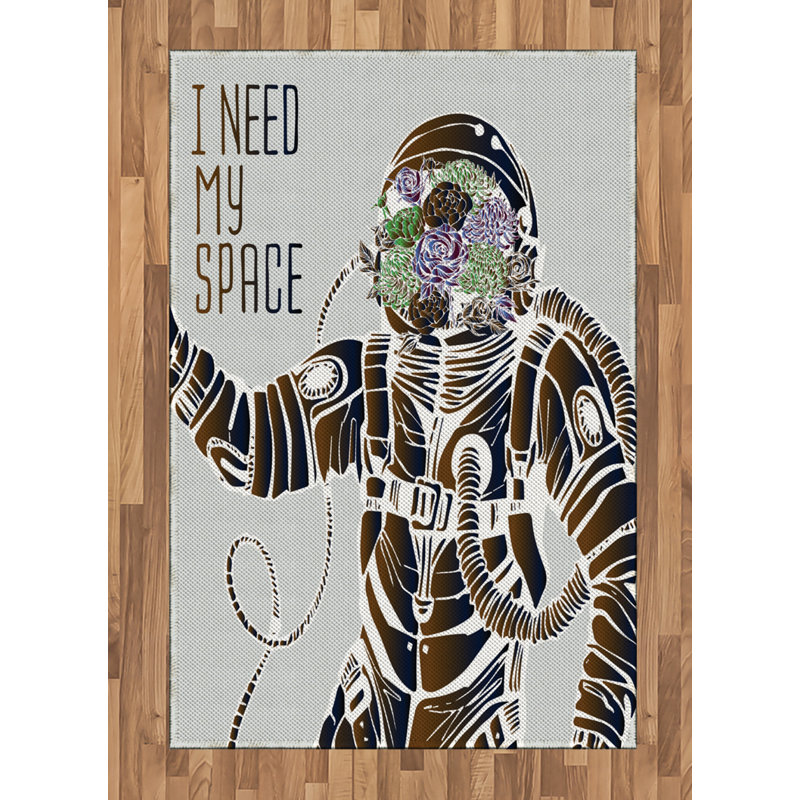 Tapis décoratif en fibre de polyester à haute densité et longue densité Outer Space, Rectangle— 4 pi x 5 pi 8 po