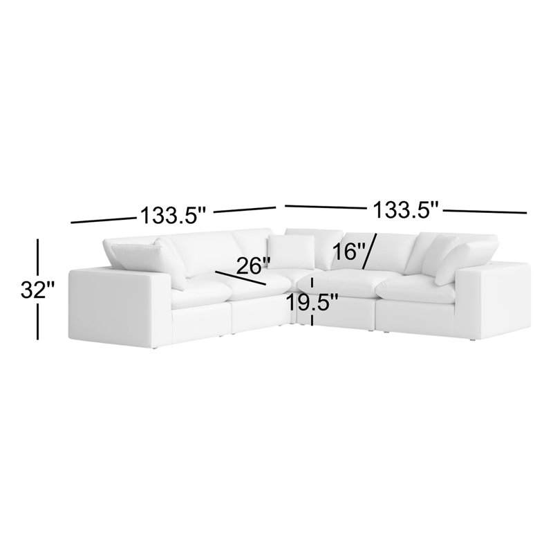Canapé modulaire en tissu performance 5 pièces Tila, Performance gris clair