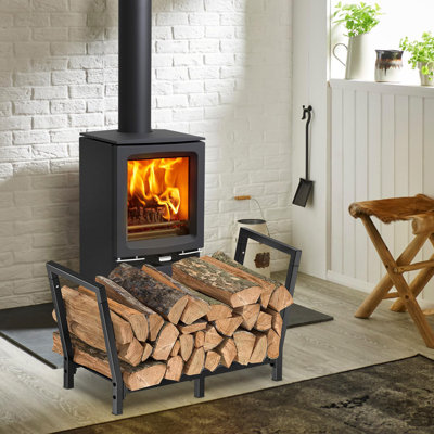Support à bois de chauffage robuste de 34 pouces 2,7 pi - Support de rangement intérieur et extérieur en bois pour foyer