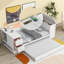 Lit de jour simple avec rangement multiple, gigogne et charge - Station pour accoudoirs en bois blanc-864998810