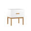 Table de chevet blanche moderne avec tiroir et pieds en bois