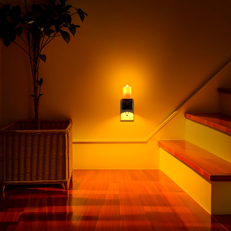 2 lumières veilleuses de style bougie scintillante ambre avec gradateur