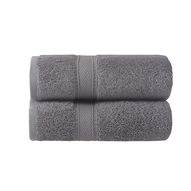 Dinis Turkish Cotton Hand Towel Set, Dark Gray