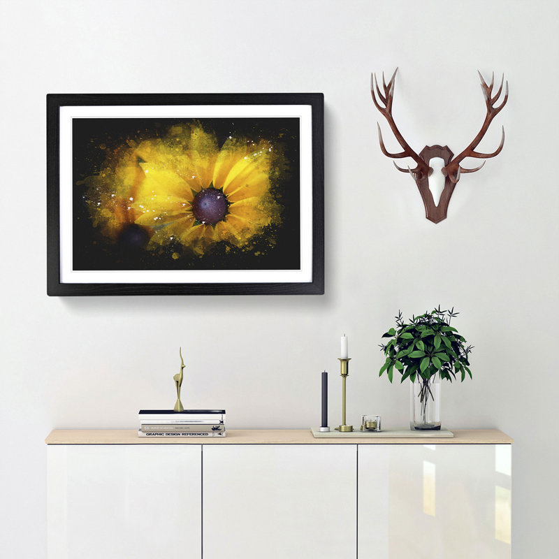 Yellow Coneflowers - Picture Frame Painting Print, 62cm H x 87cm W x 2cm D, Black Framed