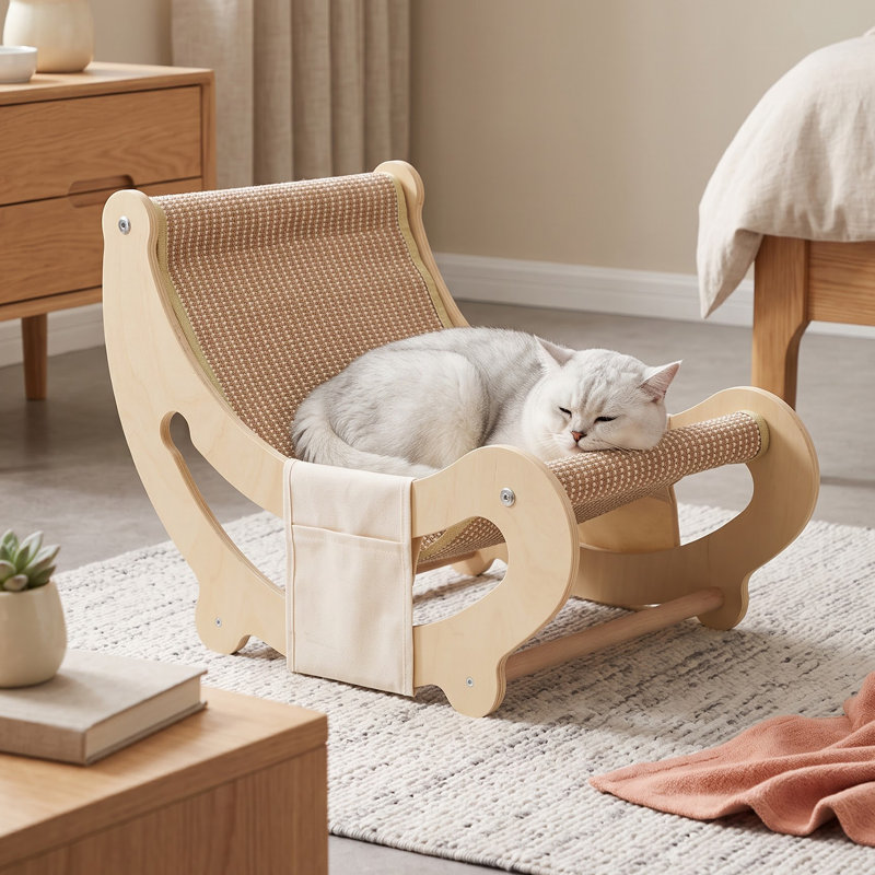 2-in-1 Cat Scratcher Lounge Chair Pet Bed