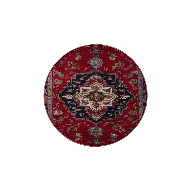 Tapis rouge lavable à la machine, Rond 8 pi