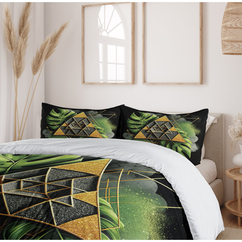 Monstera Duvet Cover, California King Duvet Cover + 2 Standard Shams