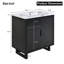 Ensemble de meuble-lavabo 30 po avec lavabo et armoire de rangement - structure en bois massif, portes à fermeture en douceur, finition noire minimaliste-478689660