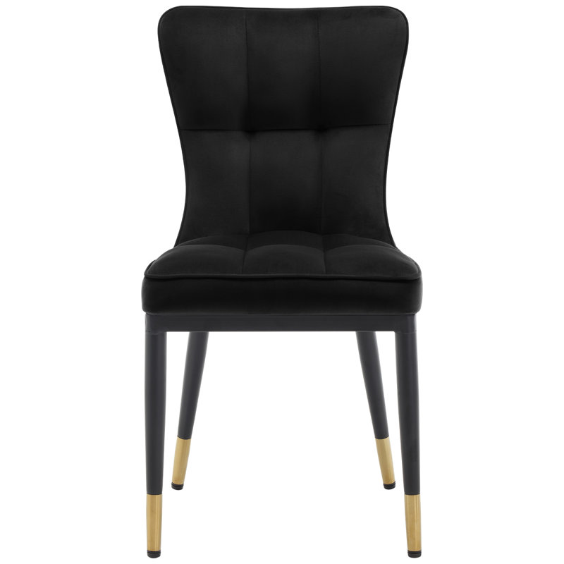 Velvet Upholstered Dining Chair, Black