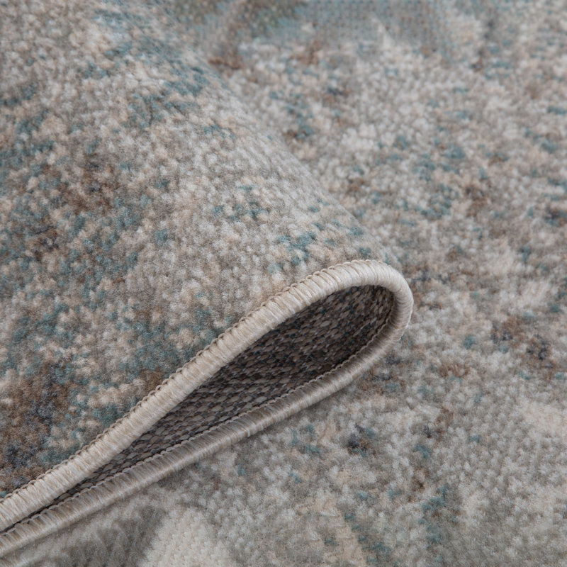 Tapis bleu / beige Nemohe, Rectangle 9 pi 2 po x 12 pi 2 po