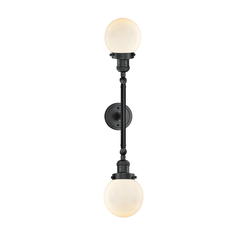 Éclairage de salle de bain à intensité variable 2 lumières Clementina, Boîtier blanc mat, Noir mat, Ampoule non incluse