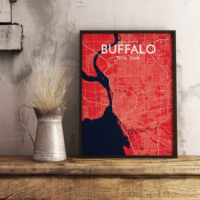 Buffalo City Map - No Frame Print, 50.8cm H x 40.6cm W x 0.13cm D