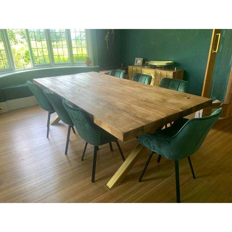Pine Solid Wood Top Metal Base Dining Table, 80 x 140 x 100cm