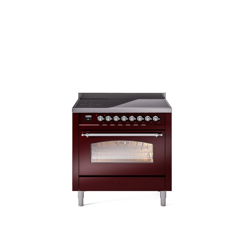 ILVE Nostalgie II 36 in Induction Range, Burgundy/Chrome