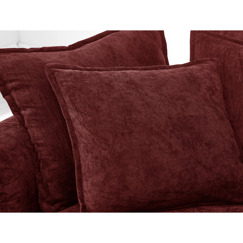 Fauteuil demi-tonneau rembourré avec 8 coussins, Rouge