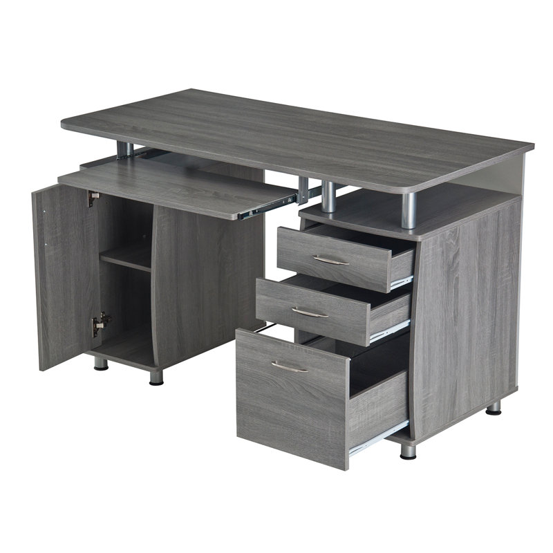 Bureau d'ordinateur avec rangement Techni Mobile, Gris