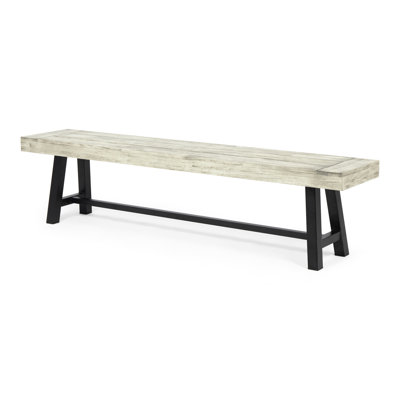 Banc d'extérieur gris en bois massif mesurant 74 po de longueur et 14,5 po de largeur, avec cadre de patio moderne, long, large, 18 po de hauteur, poids de 43,29 lb