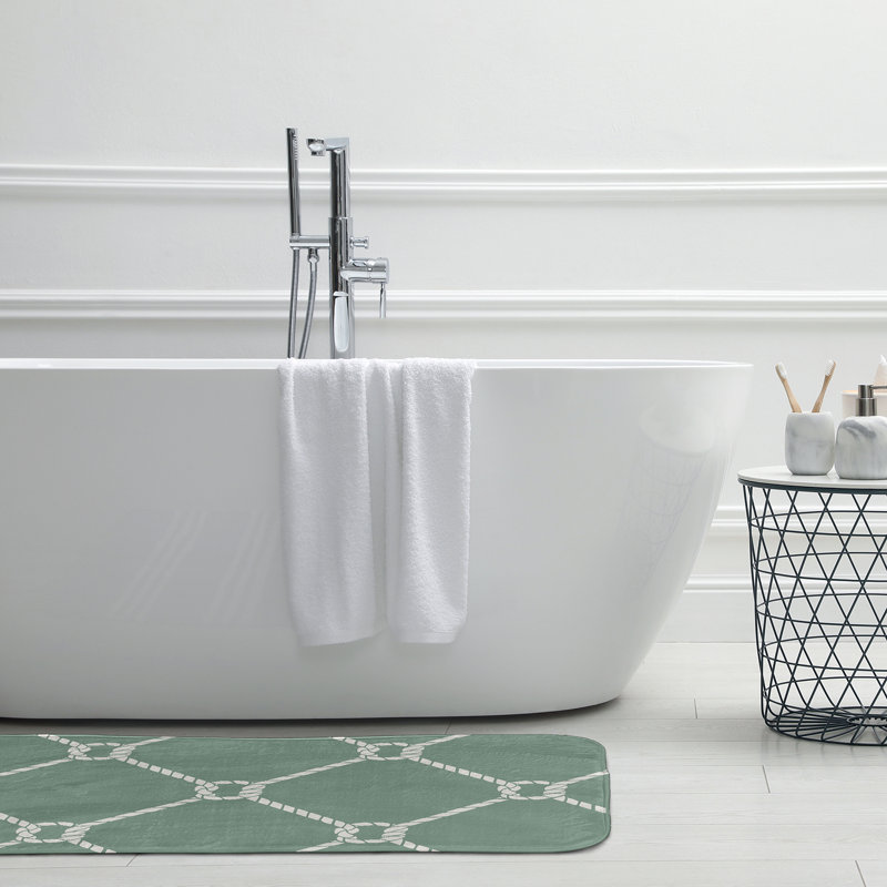 Tapis de bain Nautical Nights, L 21 po x L 34 po, Vert
