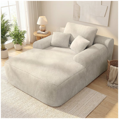 Méridienne convertible de 47 pouces en peluche avec accoudoirs larges et coussins décoratifs, canapé-lit douillet sans accoudoirs, pour le salon, la chambre à coucher, aucun assemblage requis, velours côtelé