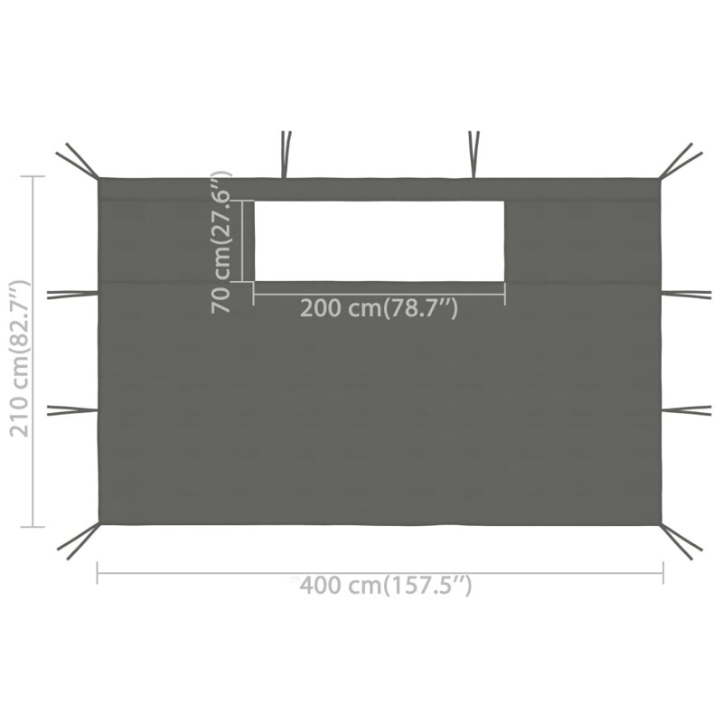 Mur latéral de pavillon de jardin Tybee, Anthracite, L 161,4 po x P 82,7 po