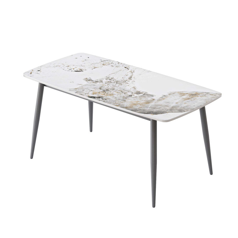 Table de salle à manger 62,99 po, Gris foncé, Blanc Pandora