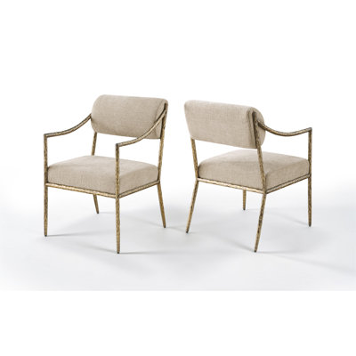 Bastille Chenille Fabric Upholstered Dining Arm Chair