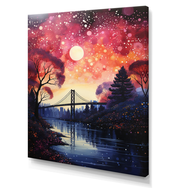 Pont rose Arnots, point de passage lumineux, H 20 po x l 12 po x P 1 po, Toile tendue