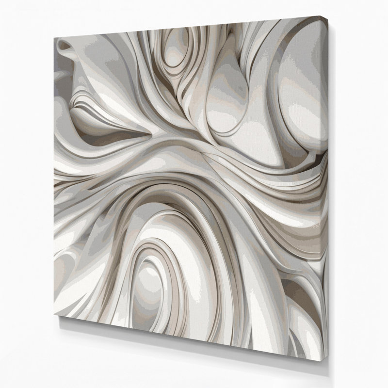 Biomorphic Abstraction 80 Grey Canvas Wall Art, 16" H x 16" W