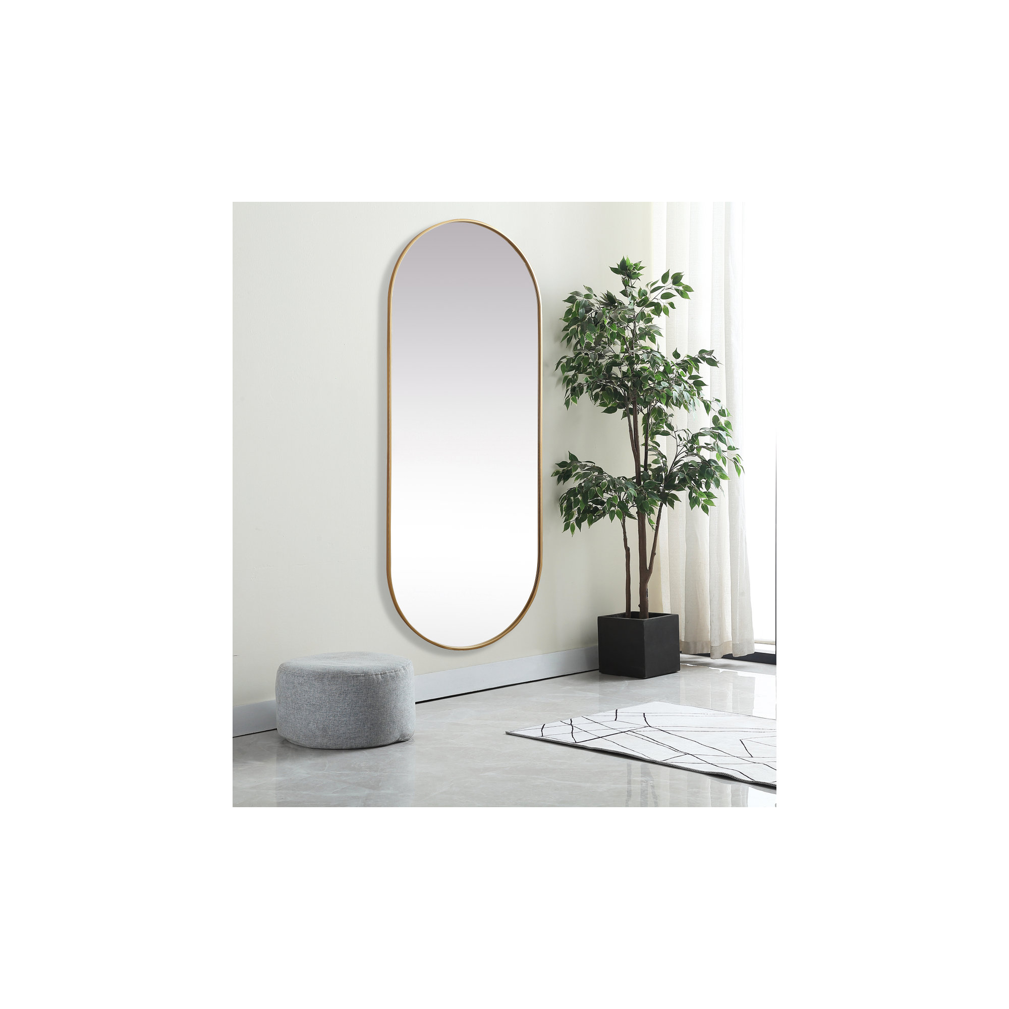 Elington Metal Oval Mirror, 72"  x 30" , Brass