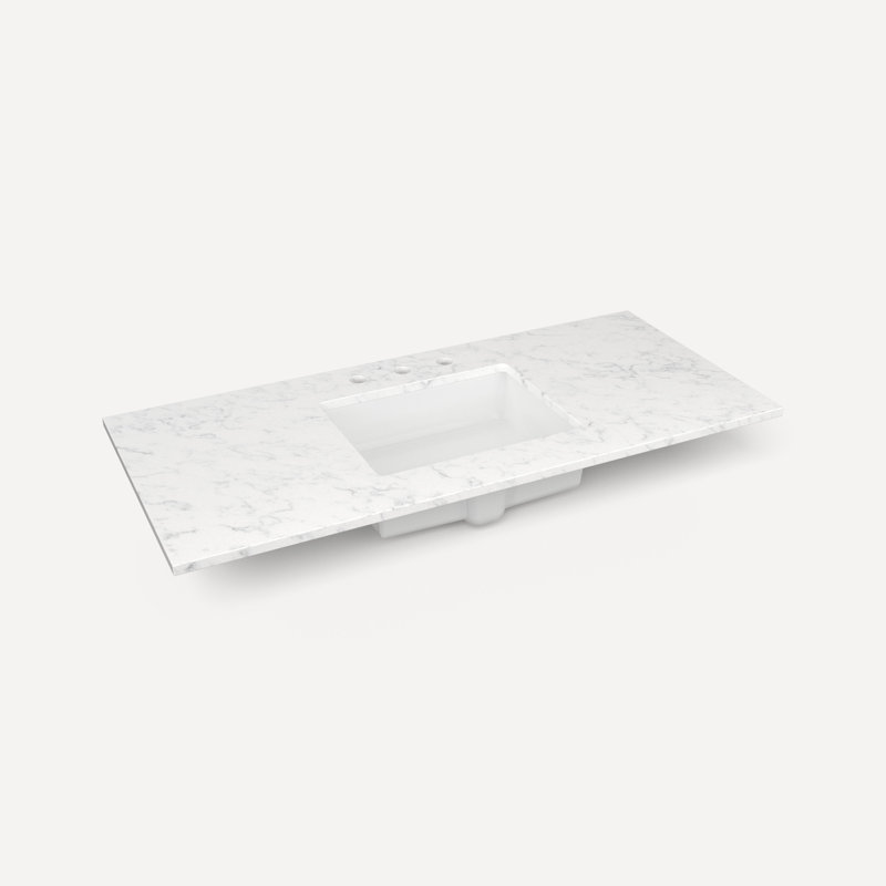 Plateau de meuble-lavabo en pierre de quartz Craft Series, Marbre blanc, Triple