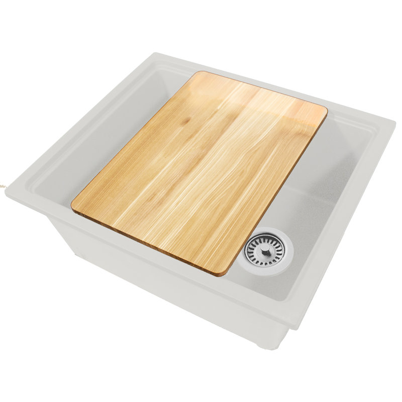 Nantucket Sinks 22 Inch  Dualmount Granite Composite Prep-Station with Side Set Drain, Matte White