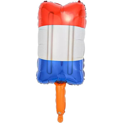 Tricolor Popsicle, 4th of July Balloons, Independence Day Decorations, Patriotic Decorations,USA Mylar Balloons, Red White Blue Pkg/1