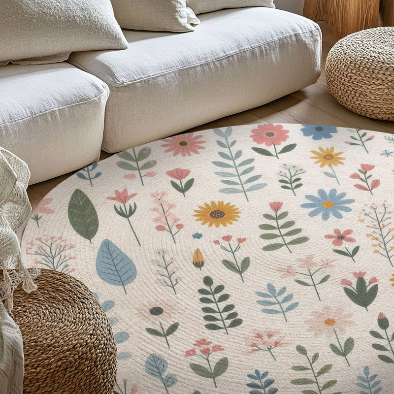 Tapis tressé Petal & Leaf Harmony, Rond 5 pi