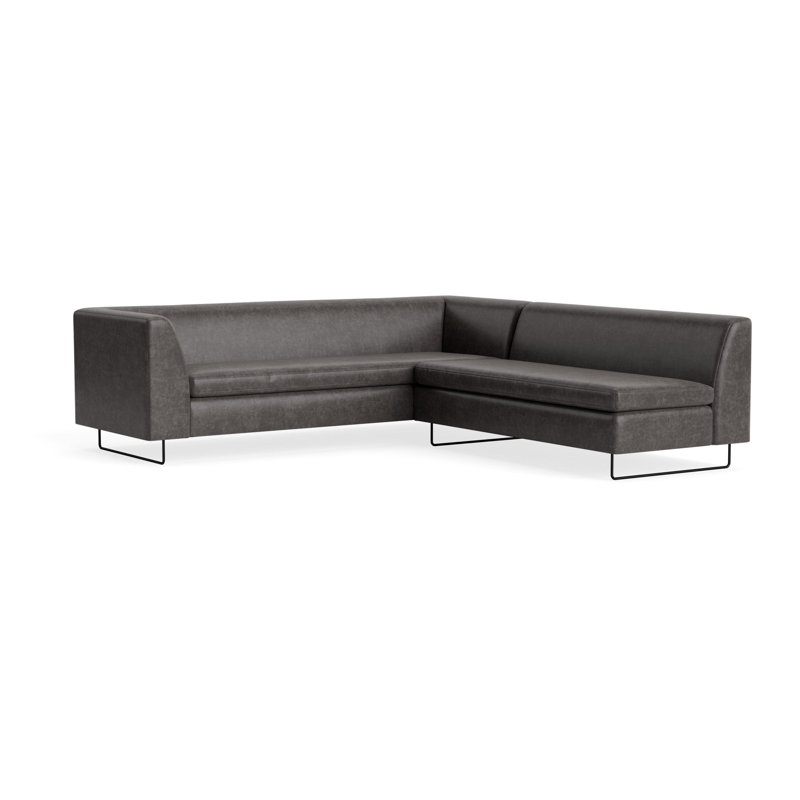 MTO - Canapé modulaire Bonnie & Clyde avec pieds noirs, Cuir ardoise