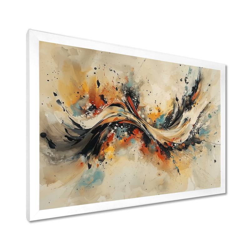 Nykhia - Abstract Wall Art, Cadre simple, H 12 po x l 20 po, Blanc