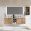 Meuble-lavabo double flottant en chêne blanc avec armoire latérale et lavabo