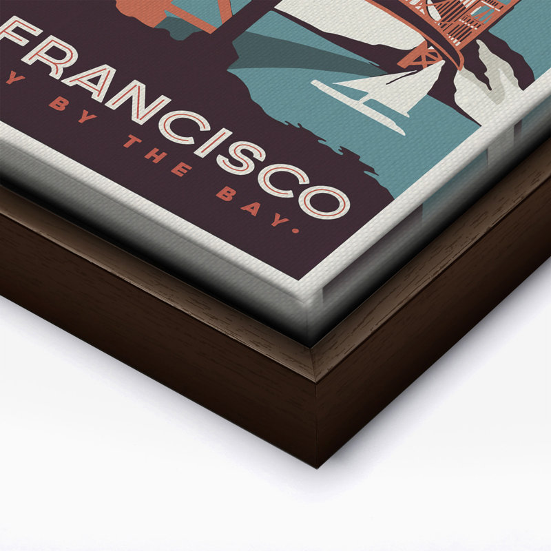 San Francisco The City By The Bay, Canevas, H 11 po x l 14 po, Encadrement brun