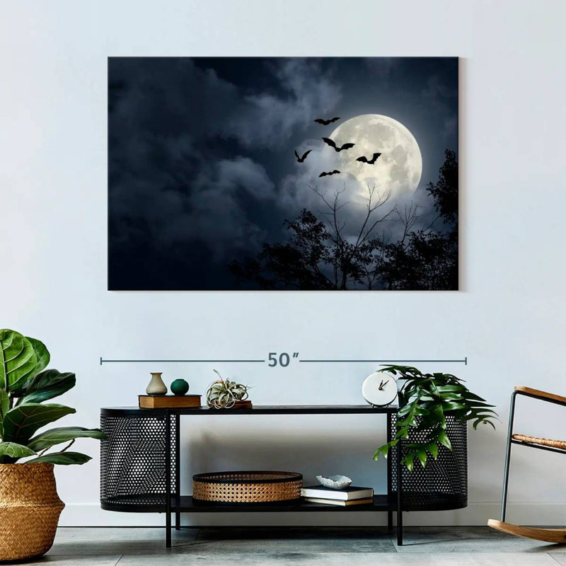 Brampt Flying Bats And Full Moon, 32" H x 48" W