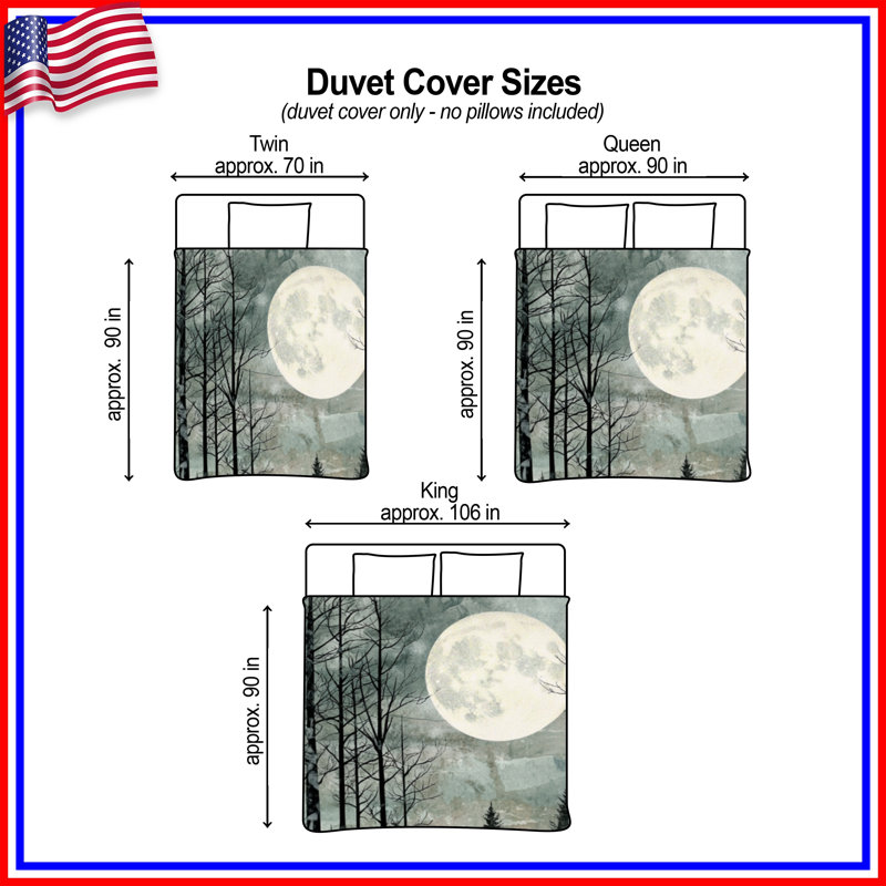 Full Moon Winter Landscape Duvet Covers, King