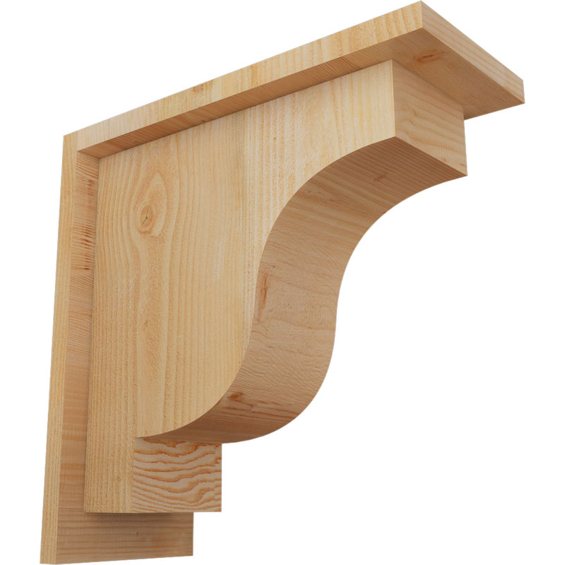Newport Corbel w/Backplate, 14" H x 6" W x 14" D, Douglas Fir, Rough Sawn