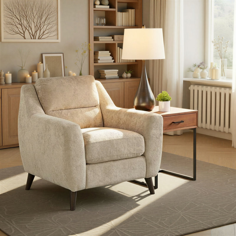 Carly Upholstered Armchair, Beige
