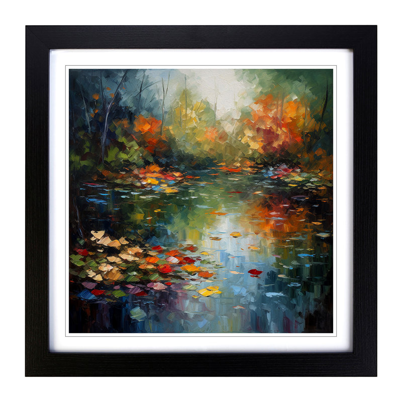 Pond Palette Knife No.3 - Single Picture Frame Print on Wood, Black