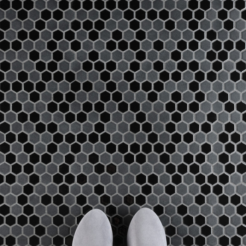 Citi Hex Black 10-1/4" x 11-7/8" Porcelain Mosaic Tile