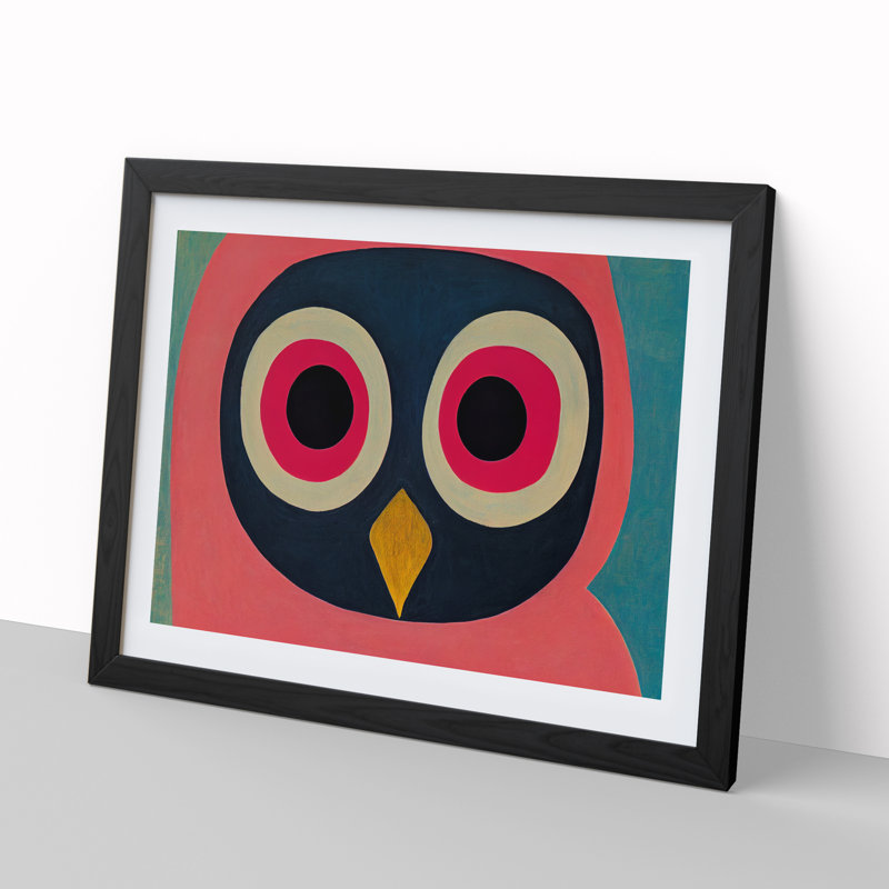 Bold Abstract Owl Vol.2 - Single Picture Frame Print, 46cm H x 64cm W x 2cm D, Black Framed