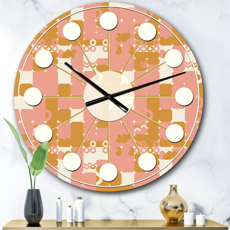 Horloge murale rose rétro, Surdimensionné