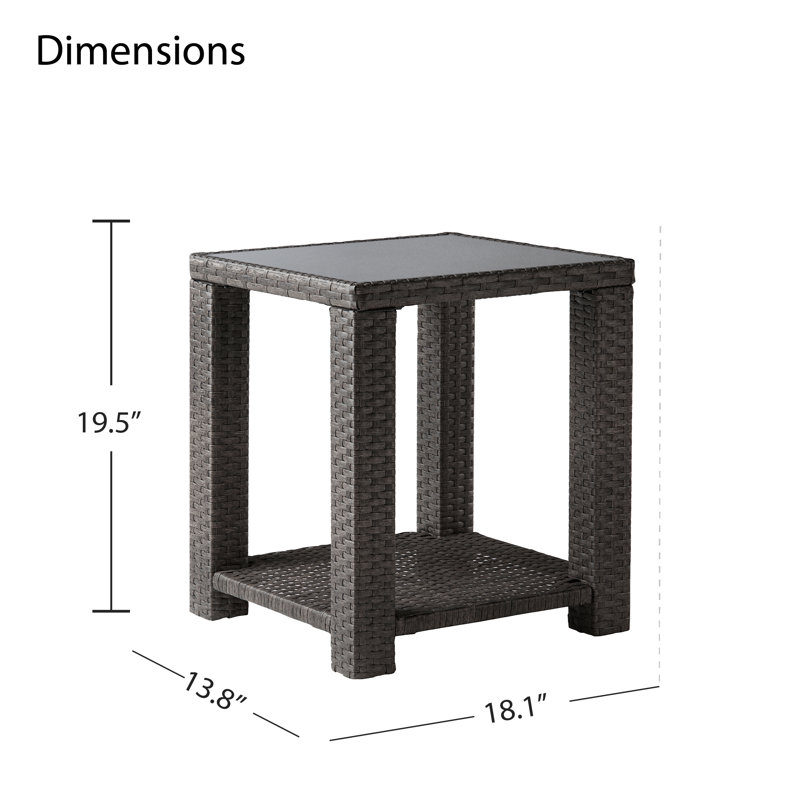 Table d'appoint de patio en osier, Gris