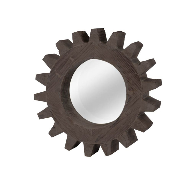 Miroir d'appoint Kazmira Cog, 17 po x 17 po, Brun moyen